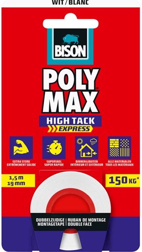 Bison nastro di montaggio bianco - Poly Max Tape 1,5 m biadesivo extra forte