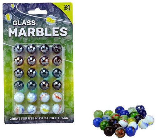 Johntoy biglie giocattolo 24 pezzi 16mm multicolore vetro