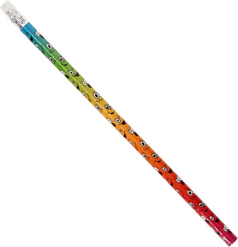 Matita colorata faccina sorridente con gomma - articolo da scrittura allegro per bambini