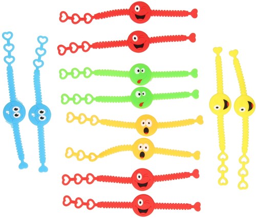Braccialetto smiley giocattolo colorato set da 12 pezzi plastica