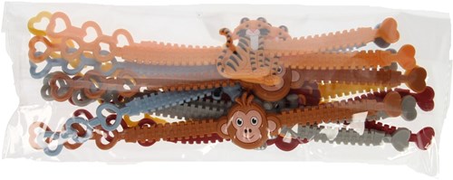 Bracciale animali selvatici set di 12 braccialetti colorati bambini plastica-2