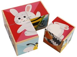 Puzzle a blocchi in legno animali FSC giocattolo educativo 4 pezzi multicolore