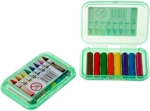 Duckiez set mini pastelli a cera - 8 colori in pratica scatola-2