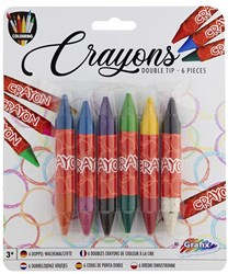 Set di 6 pastelli a cera doppia punta per bambini - colorati