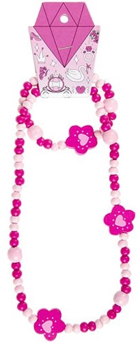 Collana e bracciale in legno per bambini viola - set di perline allegro