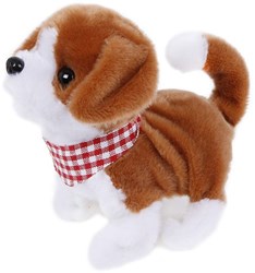 Cane peluche interattivo che cammina con suono e bandana bianco