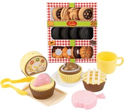 Set da gioco high tea giocattolo teiera biscotti torte plastica