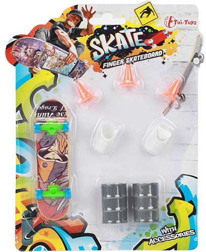 Toi-Toys Skate Finger Skateboard con accessori e stampa cool-2