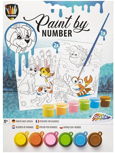 Grafix dipingere con i numeri animali - kit pittura per bambini-3