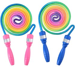 Corda per saltare arcobaleno giocattolo salto con manici in plastica