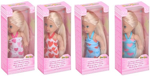 Bambola vestito cuori mini bambola 9cm giocattolo rosso plastica-2