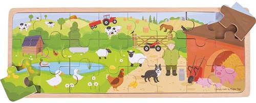BigJigs puzzle in legno fattoria - giocattolo educativo per bambini-2