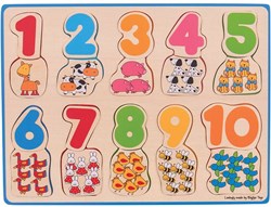 BigJigs puzzle in legno - giocattolo educativo - 20 pezzi - colori e numeri