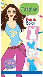 Color Fun Fashion World libro da colorare con adesivi e stencil per bambini