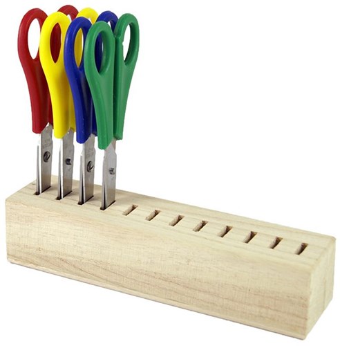 Porta forbici in legno per 12 forbici marrone organizer