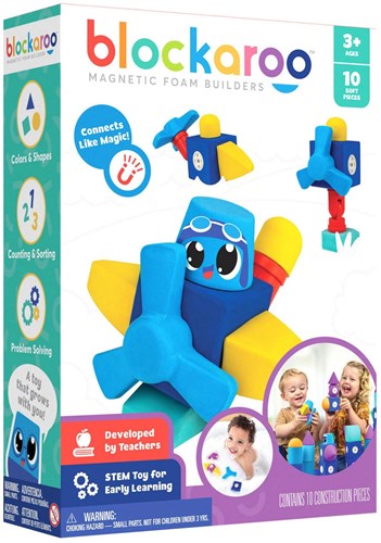 Blockaroo set aereo magnetico blocchi schiuma giocattolo da bagno 10pz
