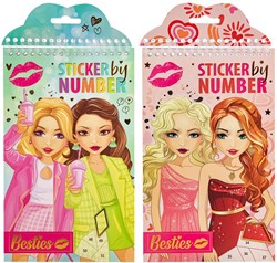 Besties libro da colorare con adesivi per numero - giocattolo creativo 18pz