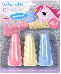 Gessetti da marciapiede unicorno glitter rosa set 3 per disegnare fuori