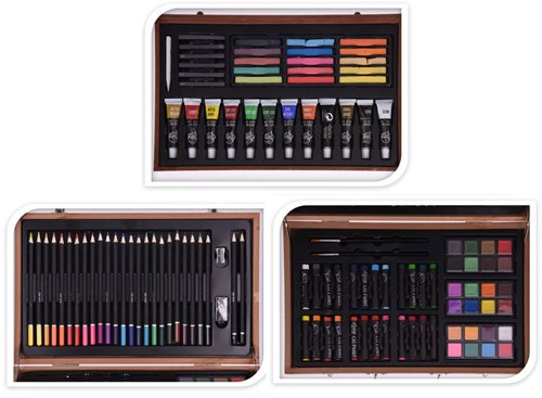 Koopman set pittura e disegno valigetta legno 112 pezzi giocattolo creativo-3