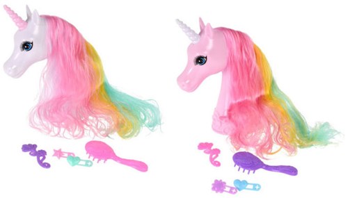 Testa da pettinare unicorno giocattolo con accessori - Testa bambola per bambini-2