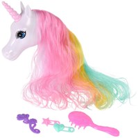Testa da pettinare unicorno giocattolo con accessori - Testa bambola per bambini-3
