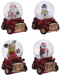 Palla d'acqua figura natalizia auto decorazione glitter 6,5cm giocattolo in vetro