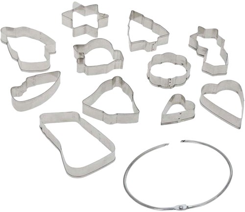 Set tagliabiscotti Natale acciaio inox 11 pezzi argento-2