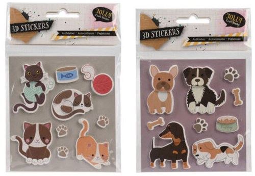 Foglio adesivi 3D animali domestici divertimento creativo carta multicolore