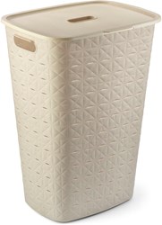 Curver cesta portabiancheria Softex 56L - Beige - cesto sostenibile con coperchio