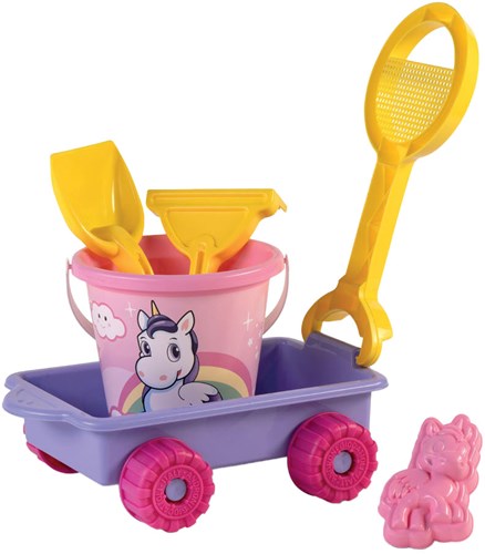 Androni Giocattoli carrello unicorno set spiaggia giocattolo stampi sabbia