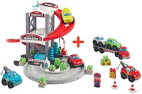 Abrick garage giocattolo con trasportatore e auto - set garage bambini-2