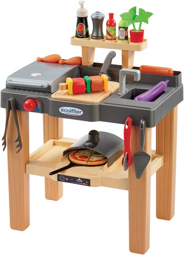 Ecoiffier cucina estiva giocattolo barbecue e forno per pizza 27 pezzi-2