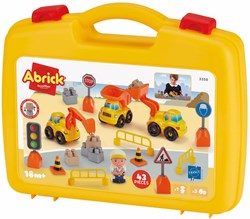 Abrick valigetta set costruzioni con veicoli da cantiere e accessori - 43 pezzi