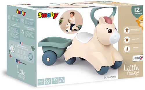 Smoby auto cavalcabile pony con rimorchio removibile e grande maniglia - baby ride-on