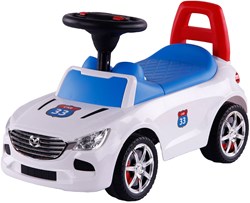 Macchinina cavalcabile bianca trendy per bambini con vano portaoggetti
