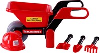 Carriola giocattolo Cavallino con casco e attrezzi set giardino rosso-2