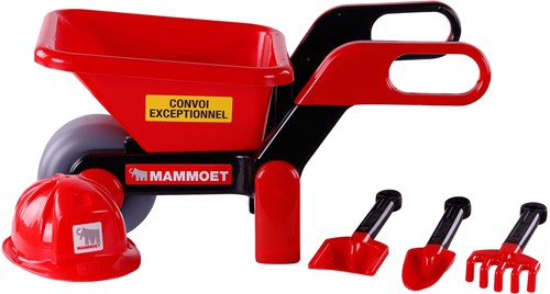 Carriola giocattolo Cavallino con casco e attrezzi set giardino rosso-2