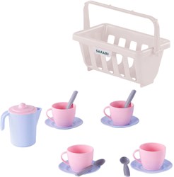 Set stoviglie giocattolo cestino rosa 15 pezzi plastica Cavallino