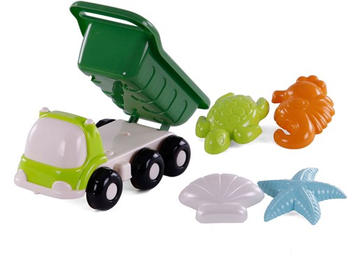 Camion ribaltabile spiaggia stampi sabbia verde giocattolo Cavallino-3