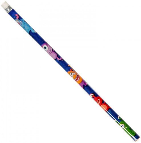 Matite Mostro divertenti con gomma blu legno design giocoso-2