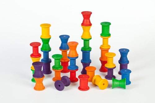 Grapat giocattolo in legno rocchetti colori arcobaleno 36 pezzi-2