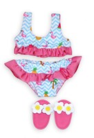 Heless bikini fenicottero per bambola con ciabattine - costume da bagno per bambole 28-35cm-2