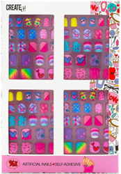 Create it! Unghie finte Maxi Set autoadesive 96 pezzi design colorato