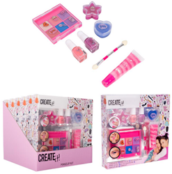 Create it! set trucco rosa lilla - beauty set trucco giocattolo