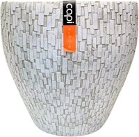 Vasi da fiori bianchi 39 cm set di 2 mix plastica-pietra rotondi