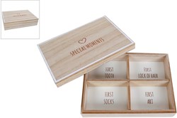 Scatola ricordi bebè legno momenti speciali 17,5x13x4 cm