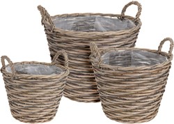 Set di cesti rotondi portaoggetti 3 pezzi salice multicolore decorativo