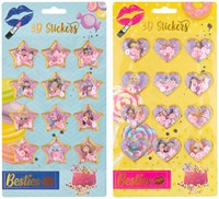 Besties foglio di adesivi 3D glitter per bambini - 12 pezzi