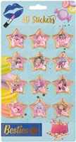 Besties foglio di adesivi 3D glitter per bambini - 12 pezzi-2