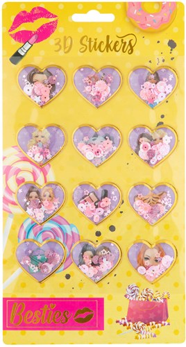 Besties foglio di adesivi 3D glitter per bambini - 12 pezzi-3